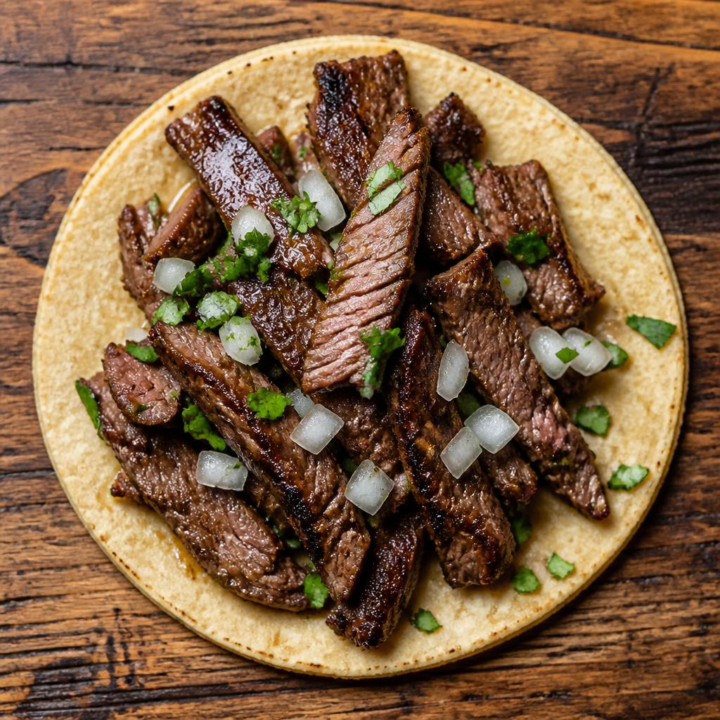 Tiras de Res para Fajita — Marinadas, Cocidas 1/2" × 3"
